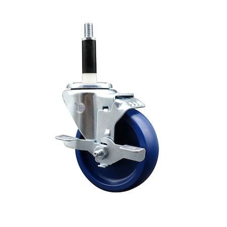 Service Caster 4'' Solid Poly Swivel 7/8'' Expanding Stem Caster with Brake SCC-EX20S414-SPUS-TLB-78